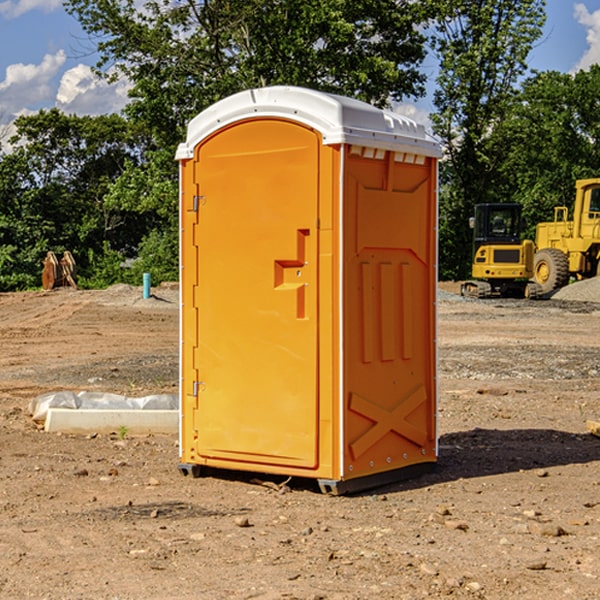 how often are the portable restrooms cleaned and serviced during a rental period in Brogue